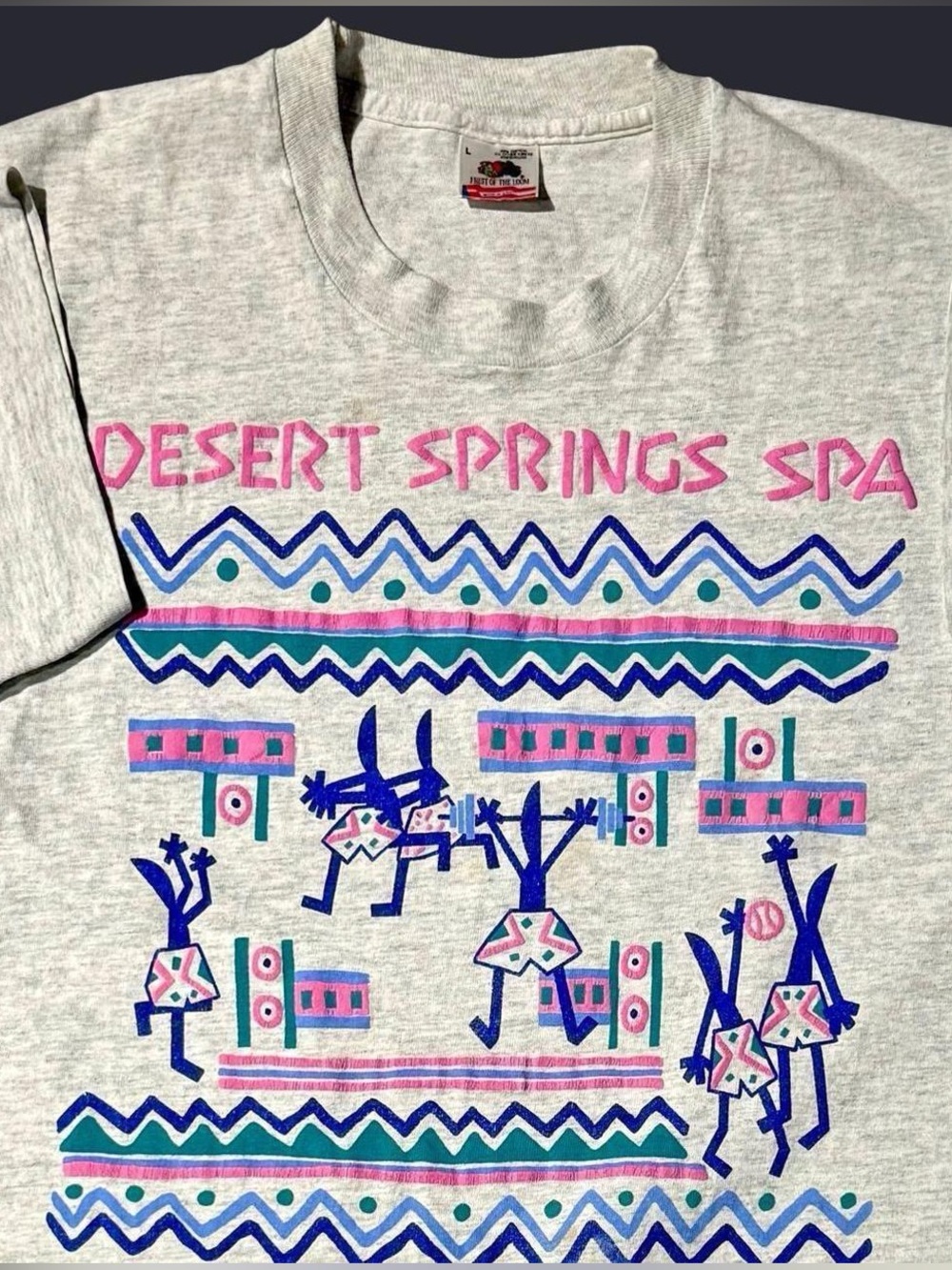 VINTAGE 80s NAVAJO DESERT SPRING SPA TRIBAL TEE LARGE